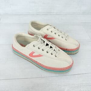 Tretorn Nylite Plus Espadrille Platform Lace Up Sneakers Womens 8 M Cream Canvas